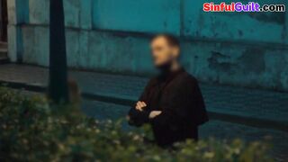 Thin Cutie publicly pulled for fellatio inside van