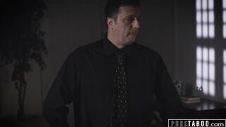 VIRGIN TABOO Evelyn Claire Tempts Shady Reporter by Begging for his Dick