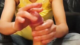 Good hand job by goddess chinese lover. Huge cummed