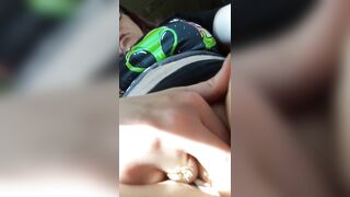 cougar Rubbing her Hair Twat into Outdoor Parking Lot