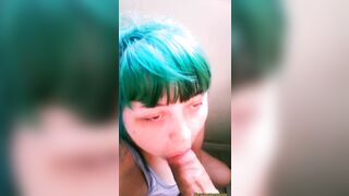Blue Haired Beauty give FELLATIO