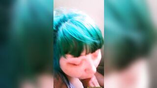 Blue Haired Beauty give FELLATIO