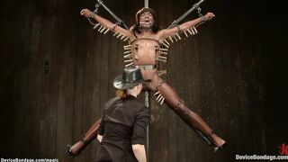 Blonde and african tied and toyed