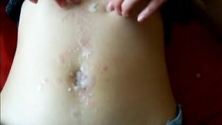 Grind with Cream on my Sticking out Navel and Boiling Wax on