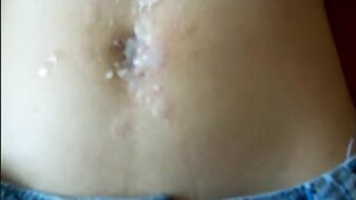 Grind with Cream on my Sticking out Navel and Boiling Wax on