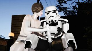 3D Cartoon Princess Leia Blows Stormtrooper's Soul out - Imperial Strap on