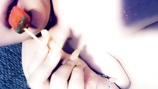 Blowing on a Lollipop while Watching TV Nude. (A Request)