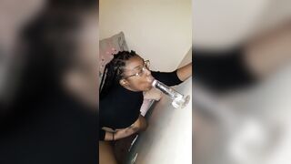 Slutty Black Sucking Off Vibrator Sloppy #SPITQUEEN