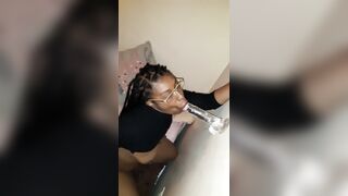 Slutty Black Sucking Off Vibrator Sloppy #SPITQUEEN