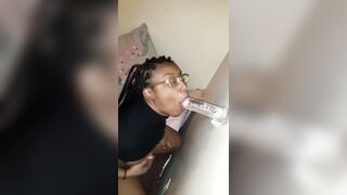 Slutty Black Sucking Off Vibrator Sloppy #SPITQUEEN