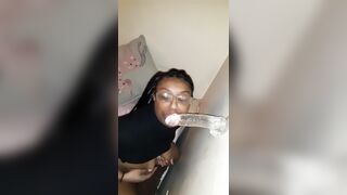 Slutty Black Sucking Off Vibrator Sloppy #SPITQUEEN