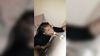 Slutty Black Sucking Off Vibrator Sloppy #SPITQUEEN