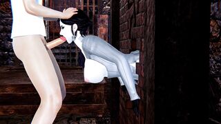 Lady Dimitrescu Stuck inside the Wall and Facefuck