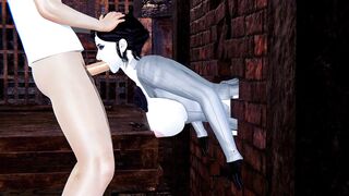 Lady Dimitrescu Stuck inside the Wall and Facefuck
