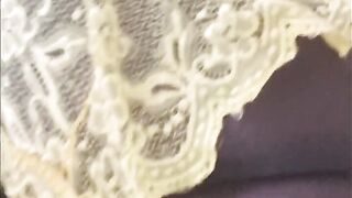 Long Brown Natural Breast inside Yellow Lace