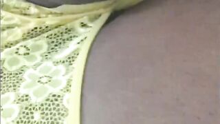 Long Brown Natural Breast inside Yellow Lace