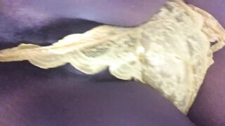 Long Brown Natural Breast inside Yellow Lace