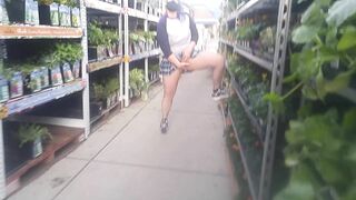 milf Mastrubates and Ejaculates into Garden Store