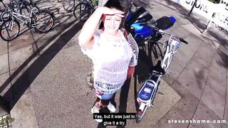 German Milf Adrienne Kiss blown his cock into outside and