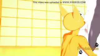 Digimon Cartoon - Taomon & Grey Fox fellatio hand job boobjob
