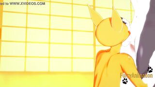 Digimon Cartoon - Taomon & Grey Fox fellatio hand job boobjob