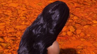 Пышная девушка Мулатка скачет на дилдо в Большом каньоне прилюдно [3d Hentai]