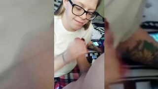 Cumming on Donut Hair Bun Cum on Big Silky Hair