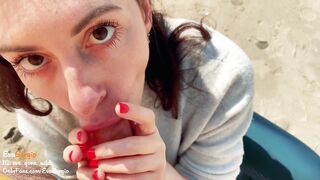Extreme Outdoors Beach Sex w Stranger - Cum inside her Mouth!