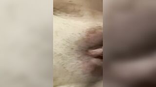 Hubby Plays with and Fucks Wife’s Cum Filled Vagina