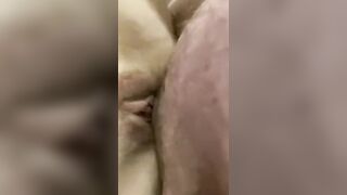 Hubby Plays with and Fucks Wife’s Cum Filled Vagina