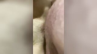 Hubby Plays with and Fucks Wife’s Cum Filled Vagina