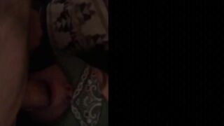 Blindfolded college skank blows cock after party