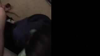 Blindfolded college skank blows cock after party