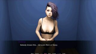 Falling for Madison-Dark Hair Performance Boobs into Dressing Room