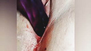 Having Fun with my Bloody Vagina until I Squirt