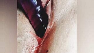 Having Fun with my Bloody Vagina until I Squirt