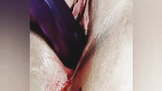 Having Fun with my Bloody Vagina until I Squirt