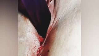 Having Fun with my Bloody Vagina until I Squirt