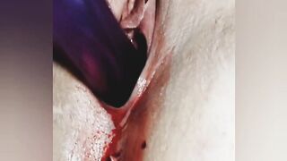 Having Fun with my Bloody Vagina until I Squirt