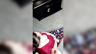 Stepmom Lets Bored Stepson Cum on her Shirt since its Laundry Day