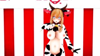 Mmd Bismarck Cow bimbos Outfit and Bald Snatch Fap Challenge during Outdoors