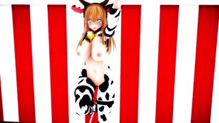 Mmd Bismarck Cow bimbos Outfit and Bald Snatch Fap Challenge during Outdoors