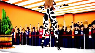 Mmd Bismarck Cow bimbos Outfit and Bald Snatch Fap Challenge during Outdoors