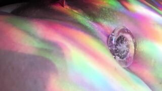 Rainbow Light Anal Glow Plug and Medical Speculum Natural Bushy Snatch Play