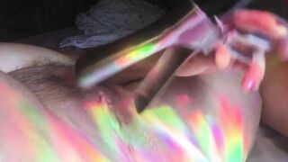 Rainbow Light Anal Glow Plug and Medical Speculum Natural Bushy Snatch Play