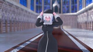 Mmd Haku Nun try Bad Dragon Vibrator and Cum after using the