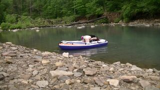 Masturbating at the Creek inside a Raft