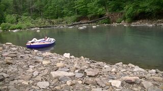 Masturbating at the Creek inside a Raft