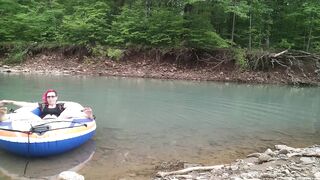Masturbating at the Creek inside a Raft