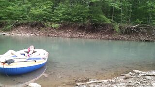 Masturbating at the Creek inside a Raft